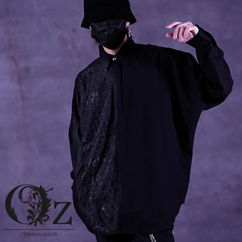 レース切替デザインシャツ V系 シャツ メンズ ホスト ヴィジュアル系 ユニセックス