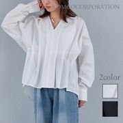 【2026新作商品♪】Vネック襟付きウエストタックシャツ