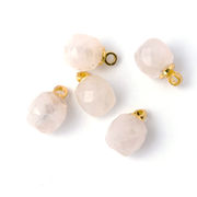 【天然 ローズクォーツ】 多面カットチャーム 銅製パーツ ピンク天然石 ハンドメイド用 1個売り