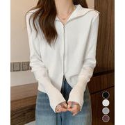 【日本倉庫即納】 ダブルジップ 薄手 ニットカーディガン