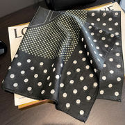 男女兼用 大判正方形 シルクコットン混 ドット 水玉柄 スカーフ 　05550