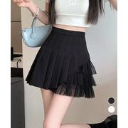 【日本倉庫即納】 プリーツミニスカートチュール切替スカート