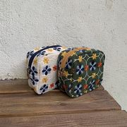 収納ポーチ　化粧バッグ　INS　韓国ファッション　刺繍
