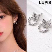 ピアス レディース リボン ハート メタル ストーン キラキラ かわいい ガーリー フェミニン 華やか