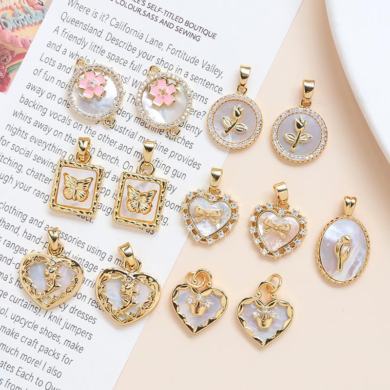 シェル チャーム 天然石 パワーストーン シェルパーツ ハート フラワー コインチャーム アクセサリーパーツ