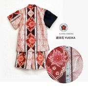 KUTANIｘKIMONO九谷焼作家の描く文様 子供 キッズ甚平　上下２点セット 遊泳花