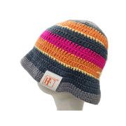 マルチカラーボーダートーンポリクロッシェットHAT 22905 CIA