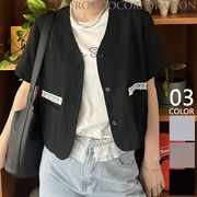 【2026新作商品♪】ハーフスリーブノーカラージャケット