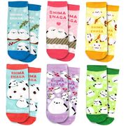 シマエナガ 靴下 6足セット ソックス レディース キッズ スニーカー丈 20-24cm かわいい