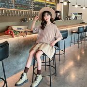 子供服　キッズ女の子　セットアップ ２点セット　おしゃれ 夏服 ｔシャツ ストライプ柄