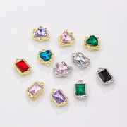 台座付きストーン ビジュー チャーム 長方形 アクセサリーパーツ ハンドメイド ジルコン レクタングル