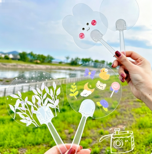 透明扇子 DIY 手作り 子供 おもちゃ クリアうちわ 手書き ペーパーファン 夏祭り プレゼント