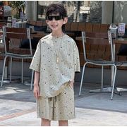 2026夏新作 韓国風子供服 キッズ服 ベビー服 男の子 トップス+ショートパンツ 2点セット 90~160CM
