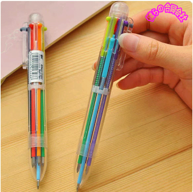 クリア ペン 6色ボールペン 0.5MM ボールペン ステーショナリー 文房具 学生用品 ユニコーン