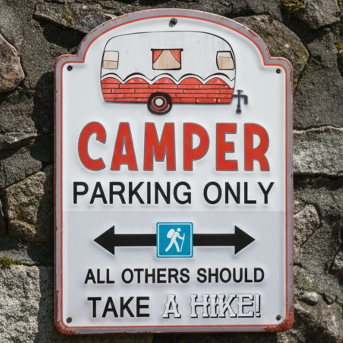 アメリカンクラシック  エンボスティンプレート CAMPER PARKING ONLY★