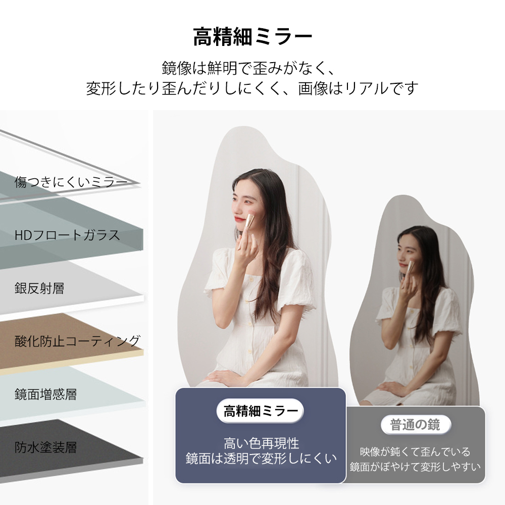姿見鏡 スタンドミラー 全身鏡 イレギュラミラー ノンフレーム ミラー