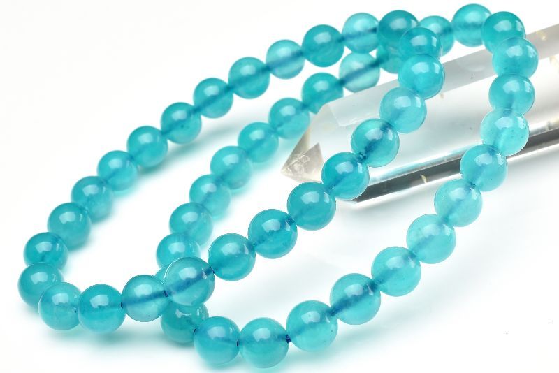 【blue.ks】高品質アマゾナイトのゴムブレスレット ペルー産◇高発色 アイスアマゾナイト 7mm ブレスレット 1個売り