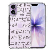 iPhone17 側面ソフト 背面ハード ハイブリッド クリア ケース ヒエログリフ 象形文字 黒