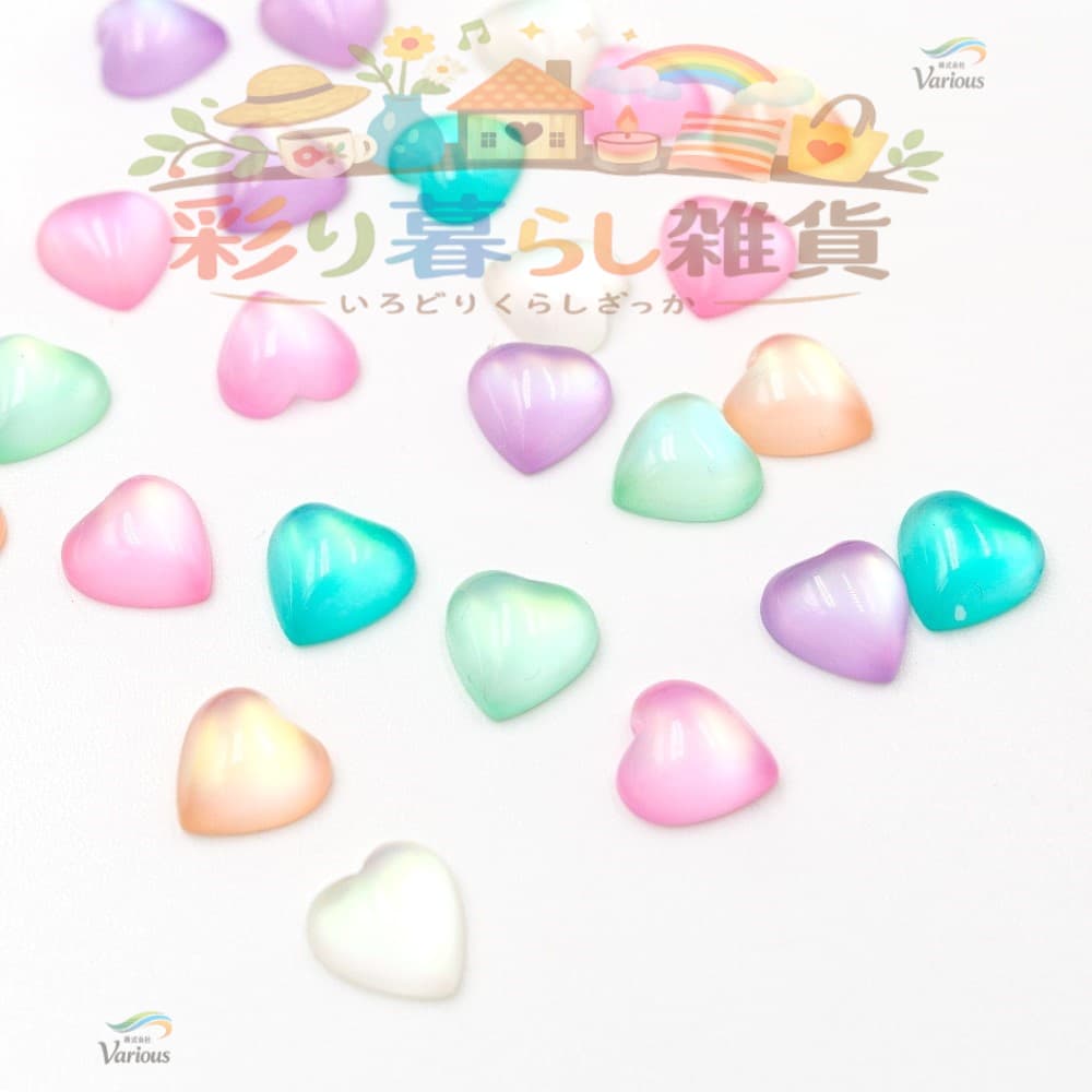 ぷっくりハート夏向けタグ　No.421 ぷっくりハート/乙女雑貨/アクリル/トレンドパーツ/色ミックス福袋