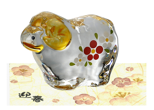 ☆開運招福の干支☆ 縁起の良い置物【未 金彩硝子飾り・大】 | 卸売