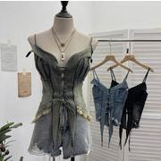 トップス キャミソール 下着  ベスト ベアトップ ジレ デニム