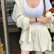 オーバーサイズ 長袖シャツ＆ショートパンツ セット