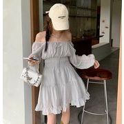 ワンピース フリル 切り替え スリム 着痩せ sweet系