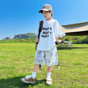 2026新作 夏 男児 プリント 半袖Tシャツ ショーツ リゾートセット
