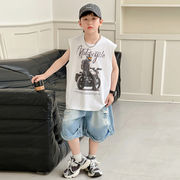 2026新作 夏 男児 タンクトップ ダメージデニムショーツ 2点セット