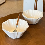 14cm 純白花形陶器ボウル ナチュラルテーブルディスプレイ雑貨