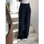 ハイウエストボタン ワイドパンツ