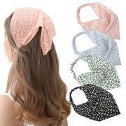 三角バンダナ 小花柄 シフォン ヘアターバン ヘア小物 フェミニン