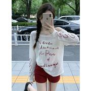 UVカット シアーオフショルダー長袖トップス レディース