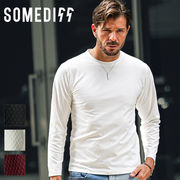 【オーバルドット柄ロンT】SOMEDIFF メンズ スリム 長袖Tシャツ 新作 2026