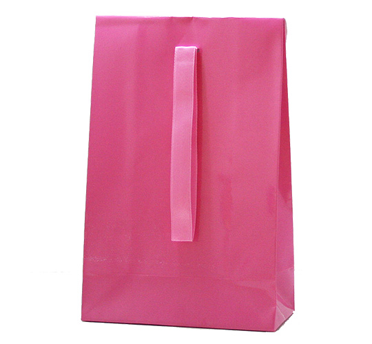 ★50%OFF★ペーパーバッグ : ピンク（光沢あり） 1セット 12枚入り　5色展開　p-b-12