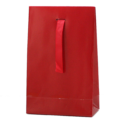 ★50%OFF★ペーパーバッグ : 赤色（光沢あり） 1セット 12枚入り　5色展開　p-b-13