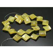 天然石 ビーズ ライン 卸売 / イエロージェイド（Yellow jade） スクエアひねりビーズ timy-392