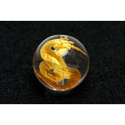 【彫刻ビーズ】水晶 12mm (金彫り) 蛇 十二支「巳」