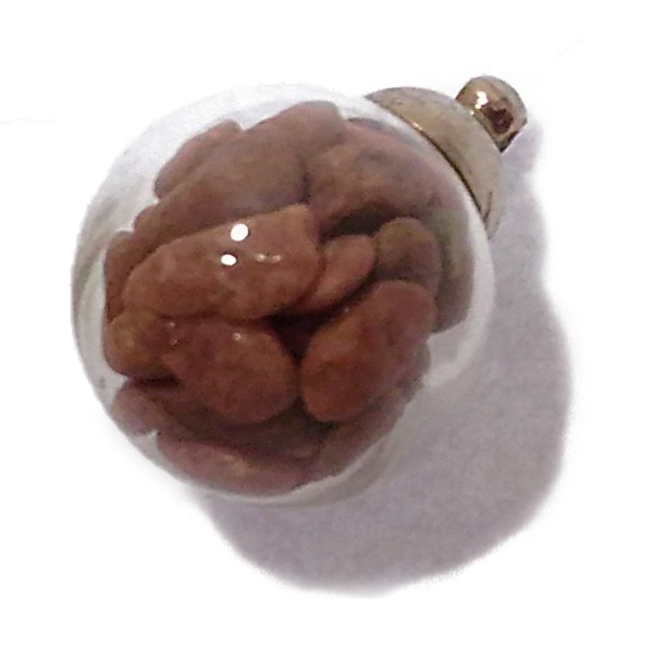 天然石チップ（さざれ/小石）瓶チャーム 丸型瓶パーツ/ラッキーチップ (L:16mm) ロードナイト(Rhodonite)