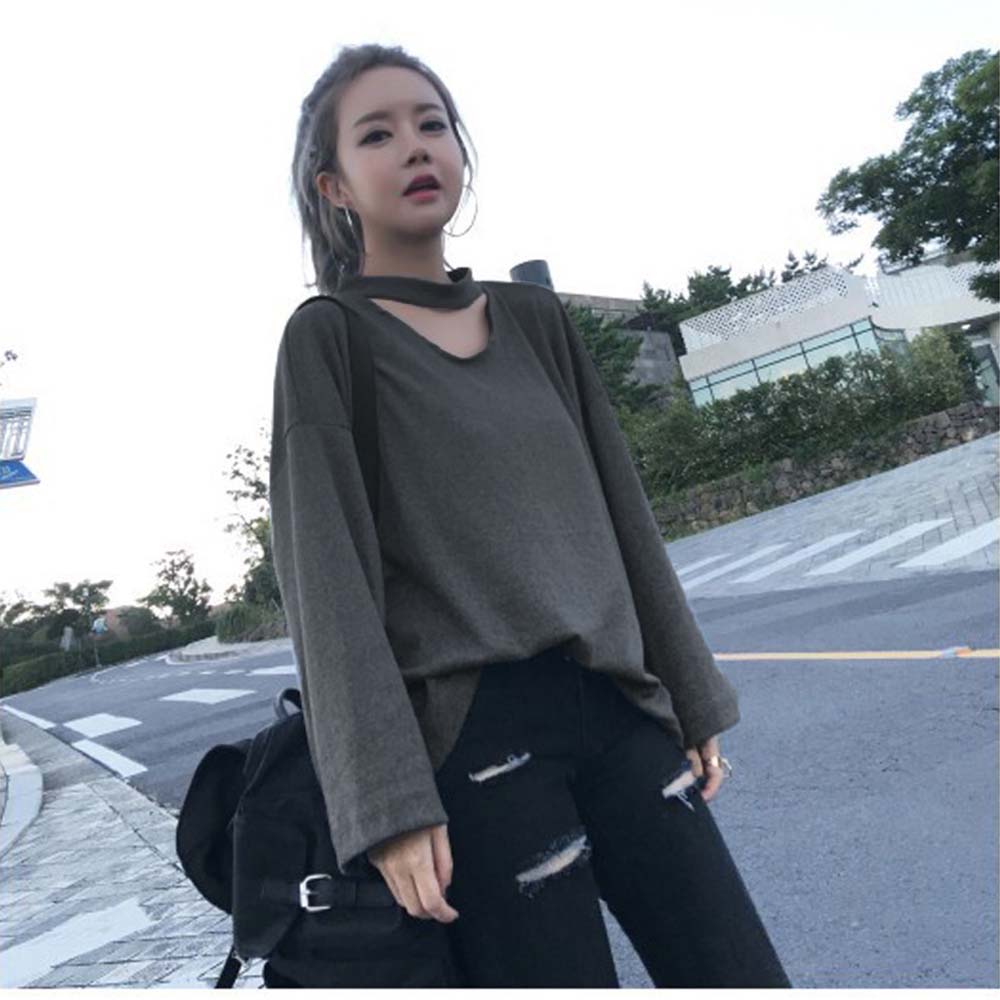 Tシャツ レディース 長袖 無地 黒 ゆったり オープンバック Vネック カットソー 即納 アパレル 盛煌商事 株式会社 問屋 仕入れ 卸 卸売の専門 仕入れならnetsea