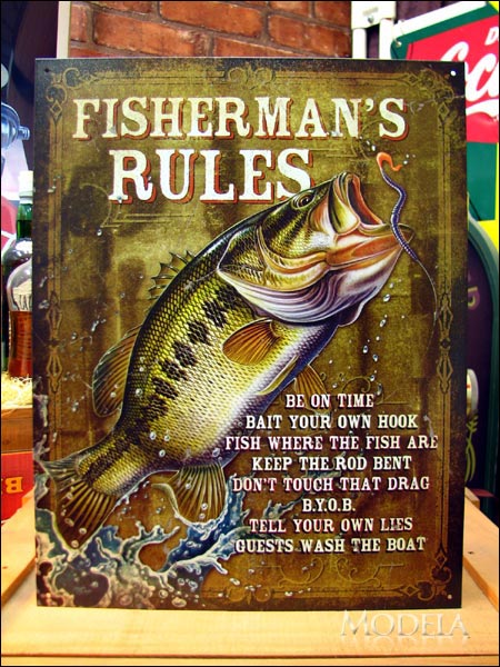 アメリカンブリキ看板 釣り人たちのルール