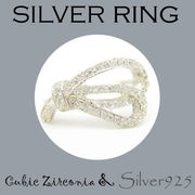 リング-10 / 1-2348 ◆ Silver925 シルバー デザイン リング リボン CZ  N-802