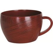 木製　根来　刷毛目　　デザインスープカップ