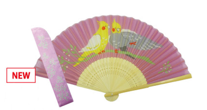 【ご紹介します!夏の売れ筋!涼風創作雑貨!シルク扇子・袋付】小鳥トリ