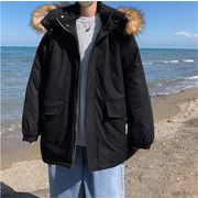 大人気商品売り切れ続出 綿の服コートジッパー フード付き大きな毛皮の襟 ゆったりする上品映え 暖かい