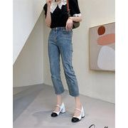 とてもファッション 韓国ファッション 革靴 真珠 ハイヒール シングルシューズ 薄手のスタイル 太いヒール