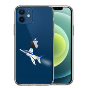 iPhone12 側面ソフト 背面ハード ハイブリッド クリア ケース シェル ブルーインパルス 1号機