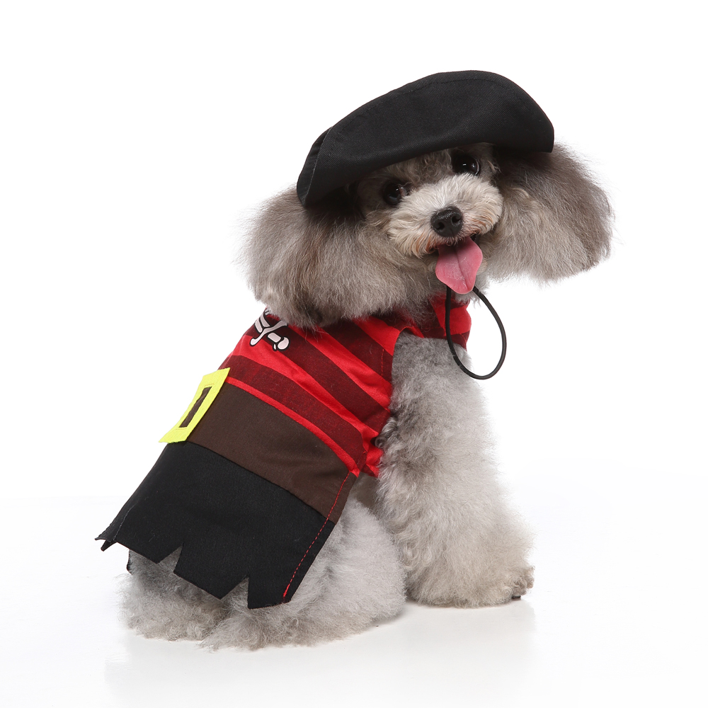 秋冬新作 ペット用品 ドッグウェア 犬服 ペット服 ハロウィン 海賊 帽子付き 2点セット コスプレ 面白い