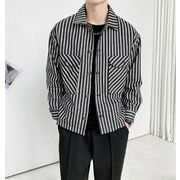 一味違っている 韓国ファッション ストライプ ゆったりする スリム ジャケット コート 短いスタイル