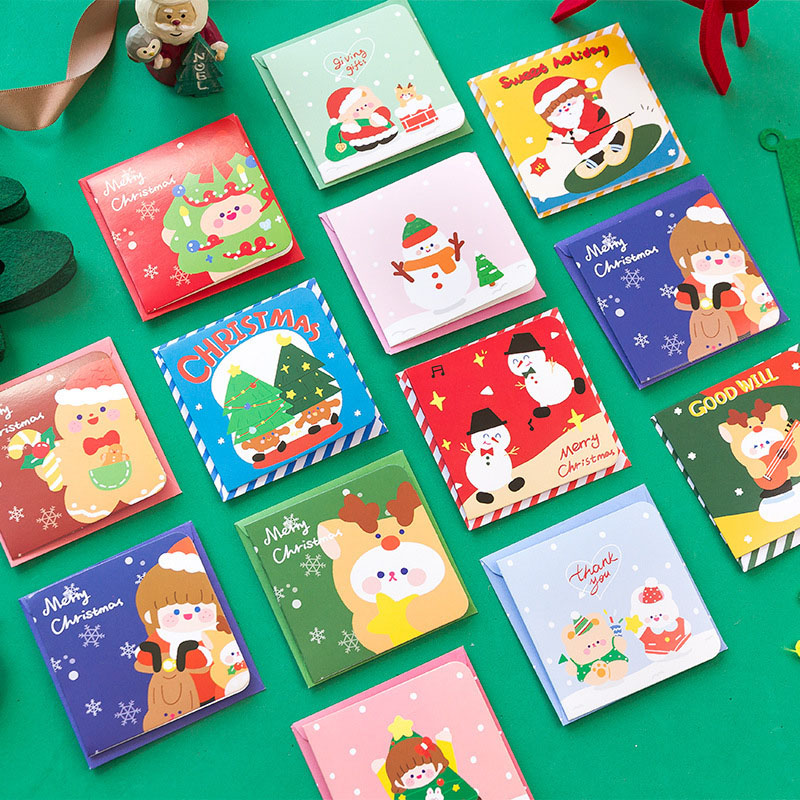 ラッピング ビンテージ 祝い 葉書 ポストカード 新年/誕生日/祝日通用 クリスマス 封筒+カード 10枚/点